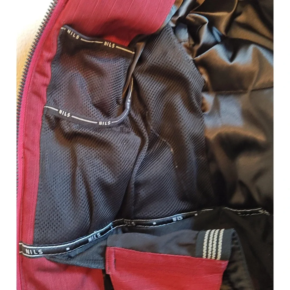 NILS Ski Snow Jacket Womens 6 Red‎ Hooded Waterproof 10k Breathable Herringbone
